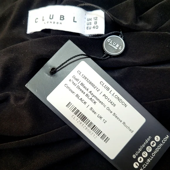 NWT CLUB L London DOLL Maxi Dress One Shoulder Ruched Split Hem Stretch Jersey 8 - Picture 10 of 16